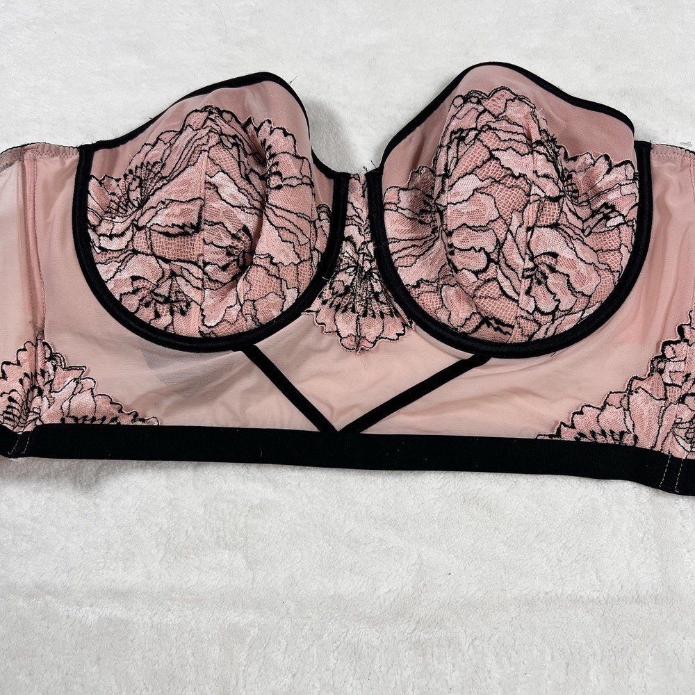 Auden Women Mesh/Lace Underwire Corset Bra Pink Black Large Romantic Coquette
